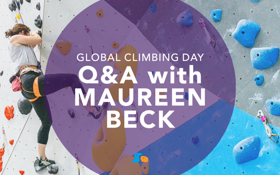 Title banner reading "Global Climbing Day, Q & A with Maureen Beck"