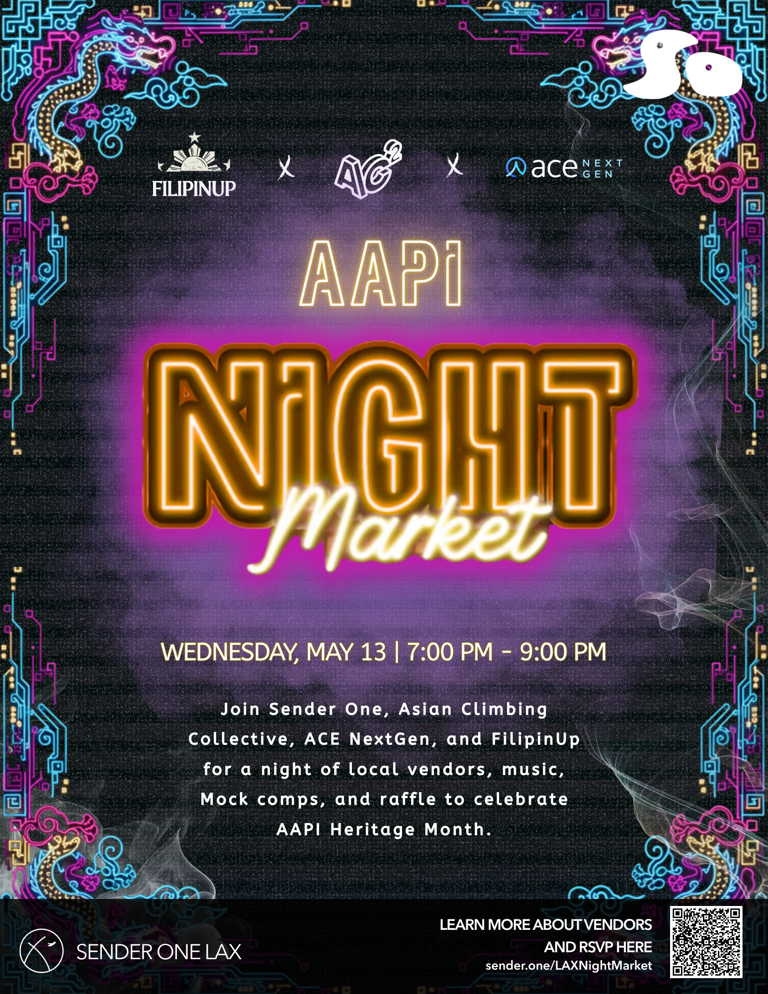 Sender One Climbing present AAPI Night Market with local vendors, music and climbing to celebrate AAPI Heritage Month!
